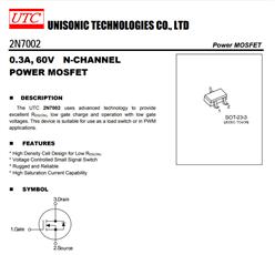 UTC 2N7002G SOT-23-3--0.3A, 60V ʈ(chng)Ч(yng)w